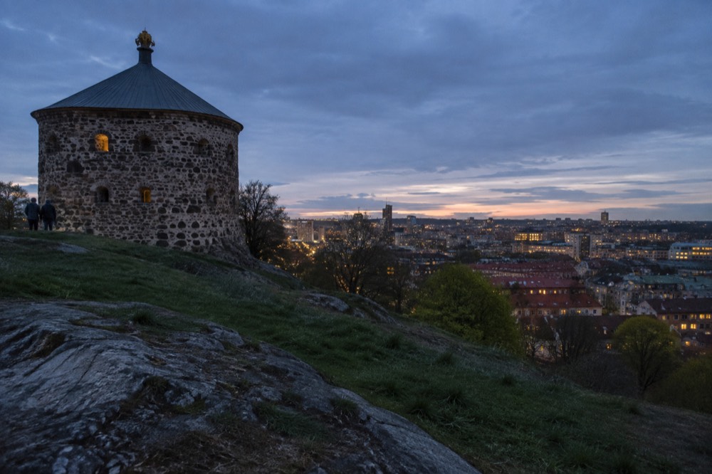 View from Skansen Kronan over Haga's rooftops toward central Gothenburg