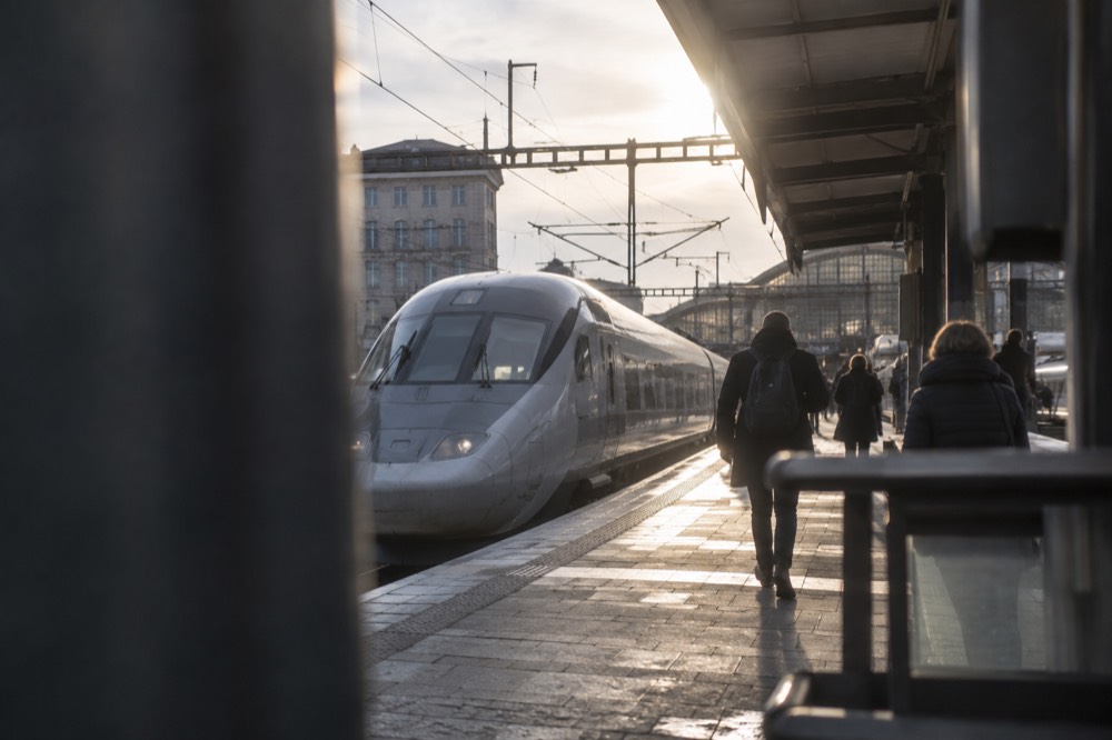 A Swedish high-speed train waiting at a platform beside Gothenburg Centralstation